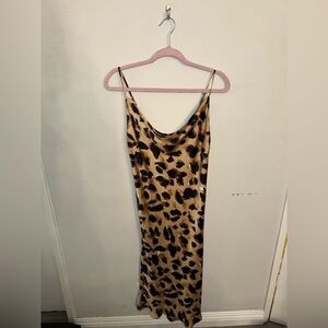 Leopard Print Slip Dress - Tan and Black